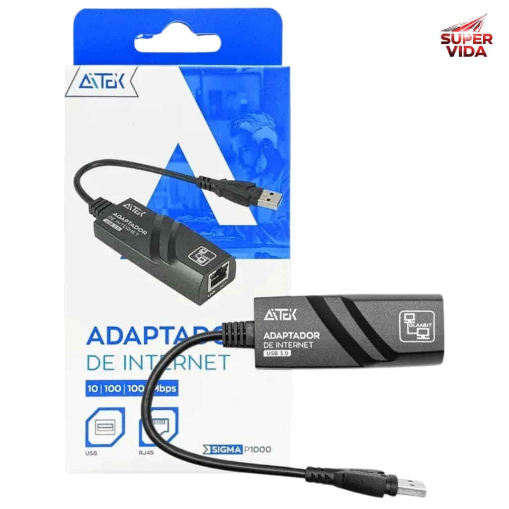 Adaptador Ethernet Gigabit Sigma-P1000 - RJ45 1000Mbps, Conexão USB, para Notebook e Desktop