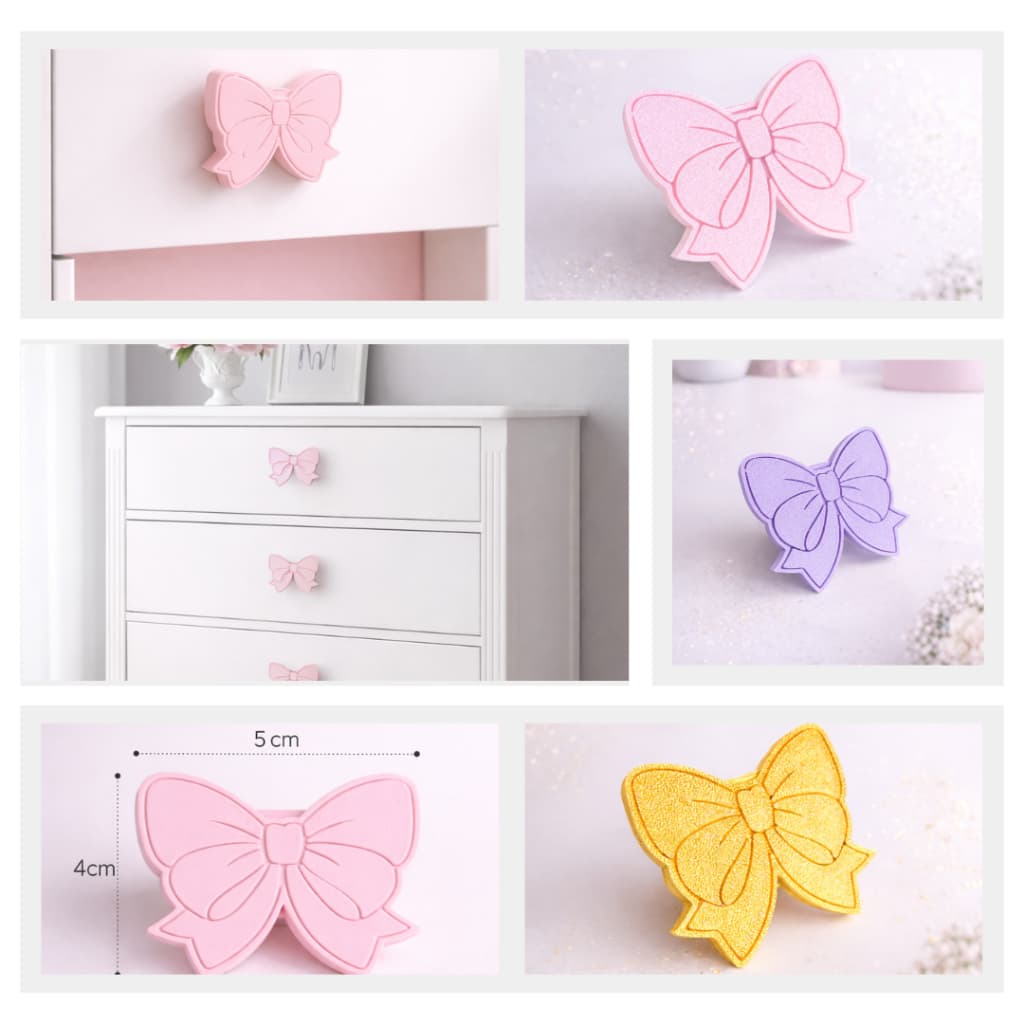 Kit Puxador Lacinho Puxadores de Gaveta Laço Menina Infantil