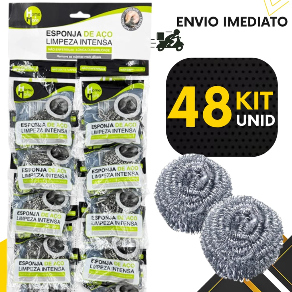 Kits 48, 24 ou 12 un - Esponja de Aço Inox que Não Enferruja - Limpeza Pesada
