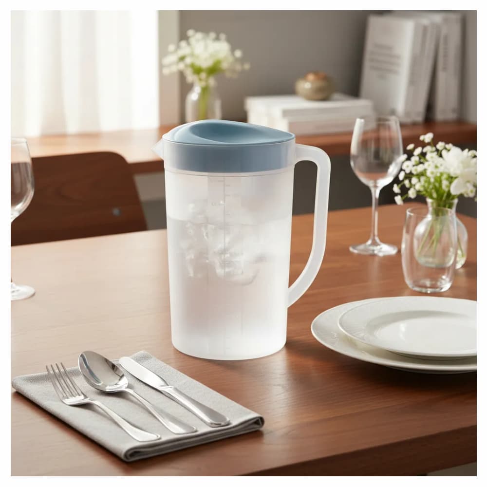 Jarra Redonda 1,42L Plástico com Medidas, Água, Suco - Giplás JT-05