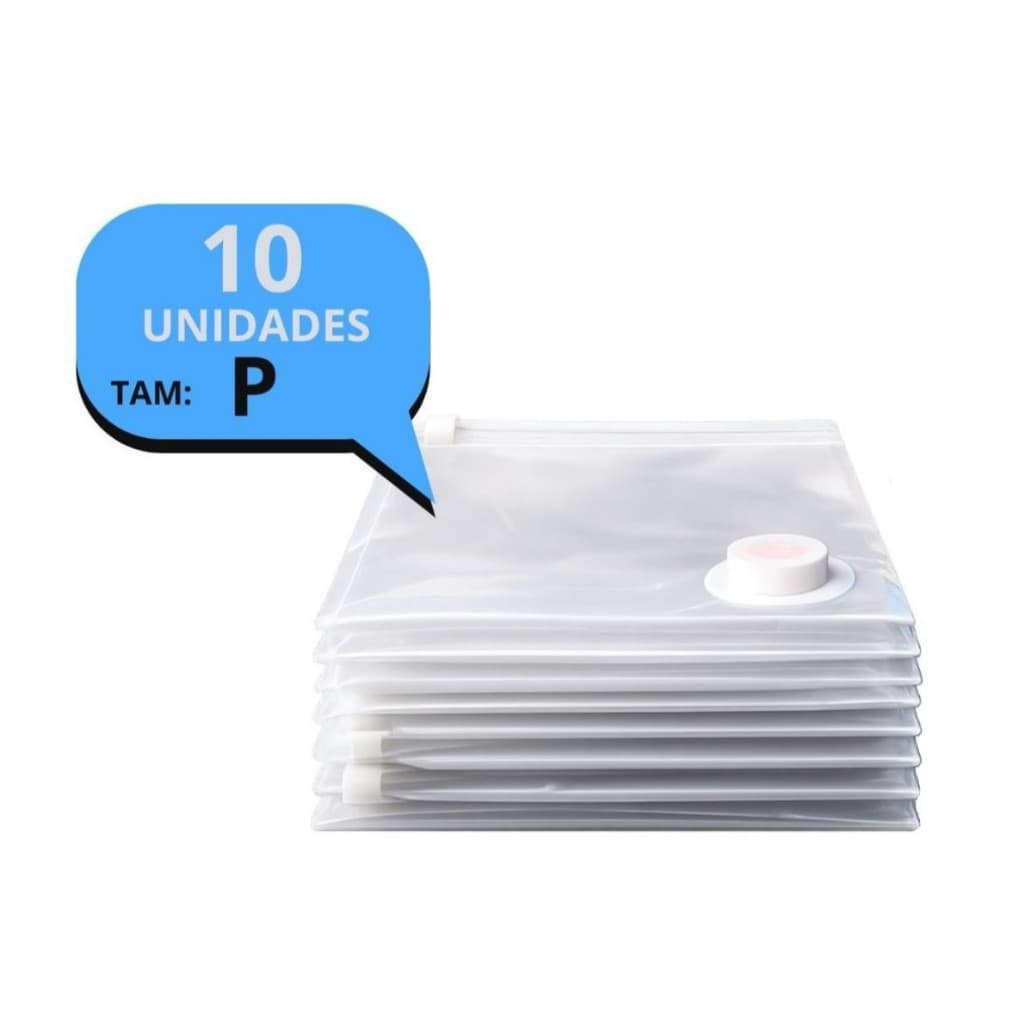 Kit Saco Vácuo Organizador 60x40 10 Unidades Mala Viagem Guarda Roupa Cobertor Manta