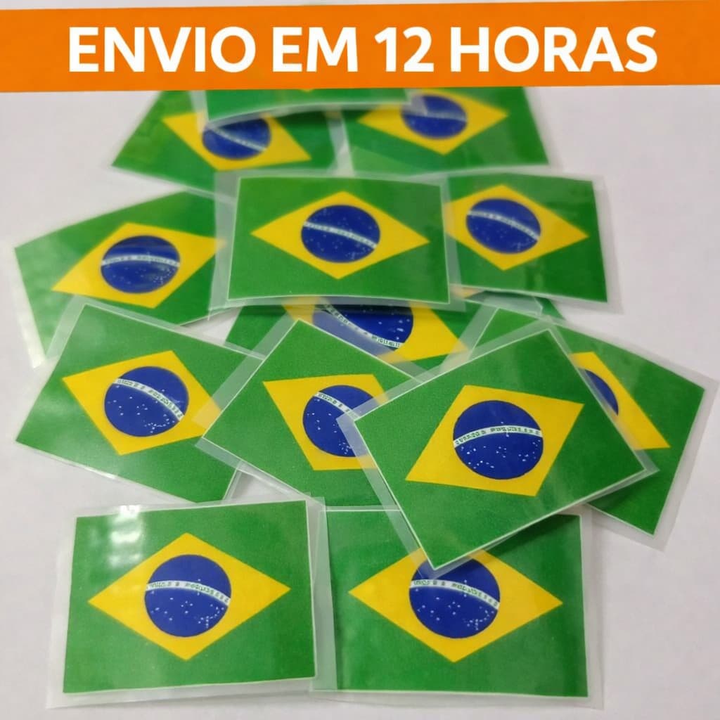 Kit Mini Bandeirinha do Brasil Termocolante 5x 3cm para Roupa Manga Blusas Camisa