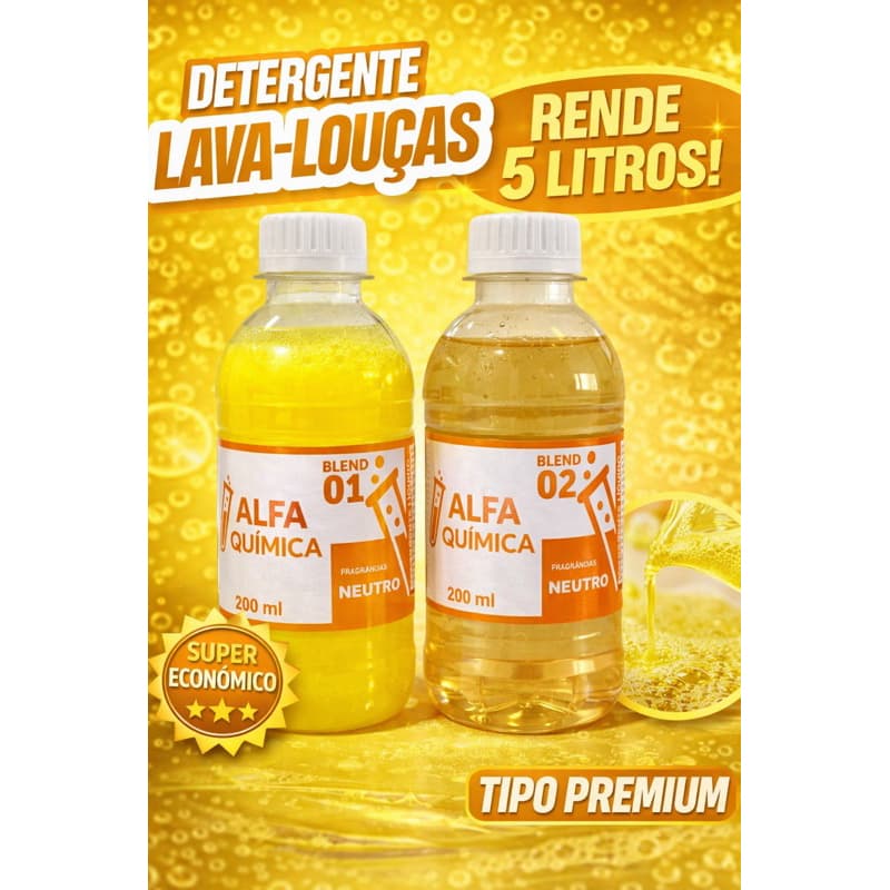 BASE KIT DETERGENTE LAVA LOUÇA NEUTRO (BLEND) 2X200ML - RENDE 05 LITROS