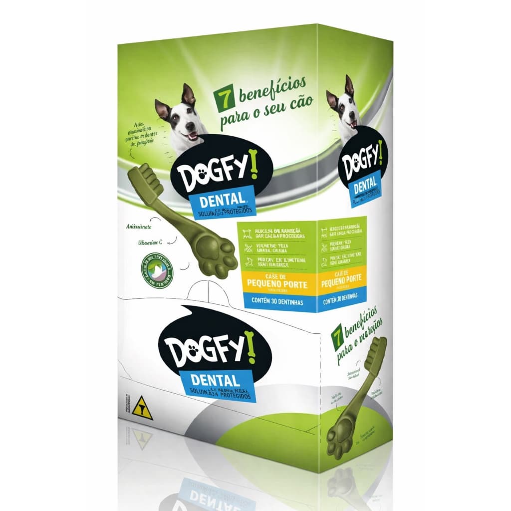 Caixa 30 Dogfy Dental Pequeno Porte 1un Limpa Dentes Tártaro