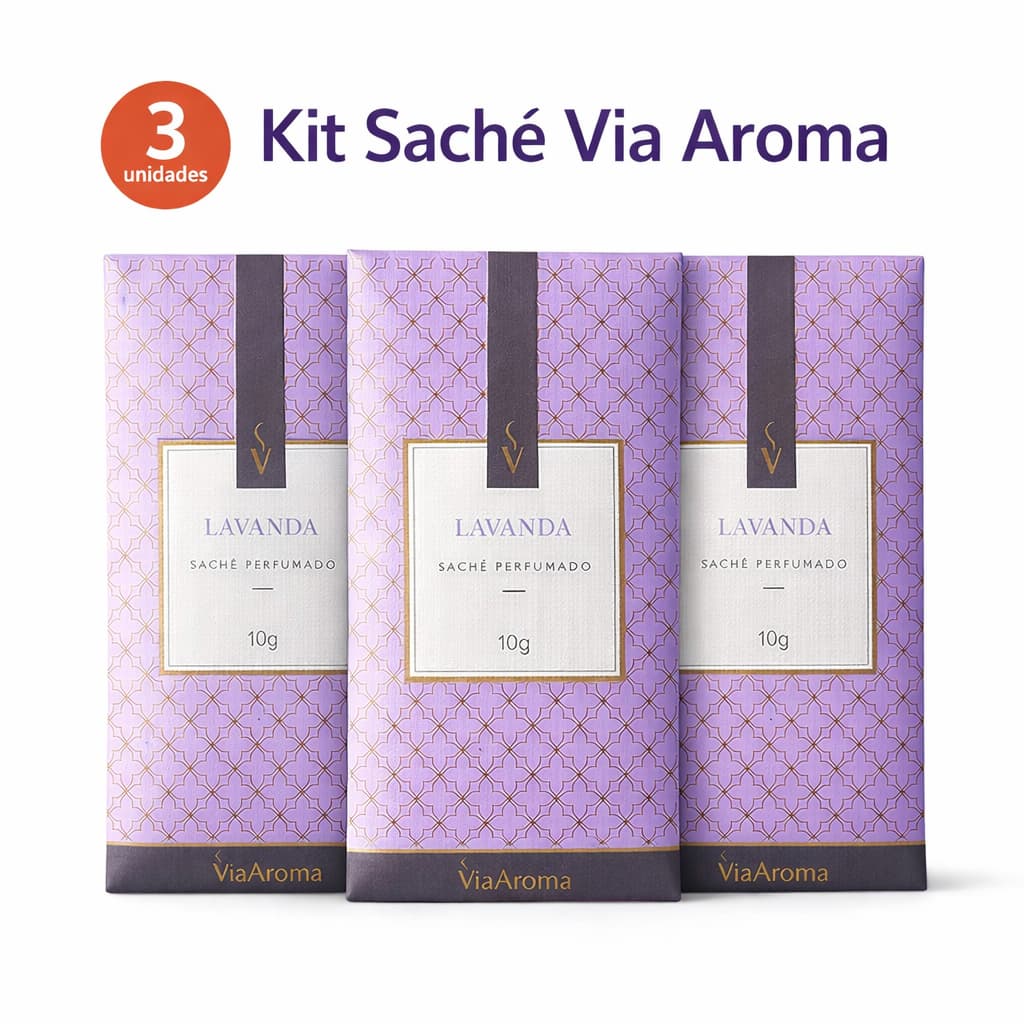 Kit 3 Sachês Perfumados para carro Bolsa Gaveta Via Aroma