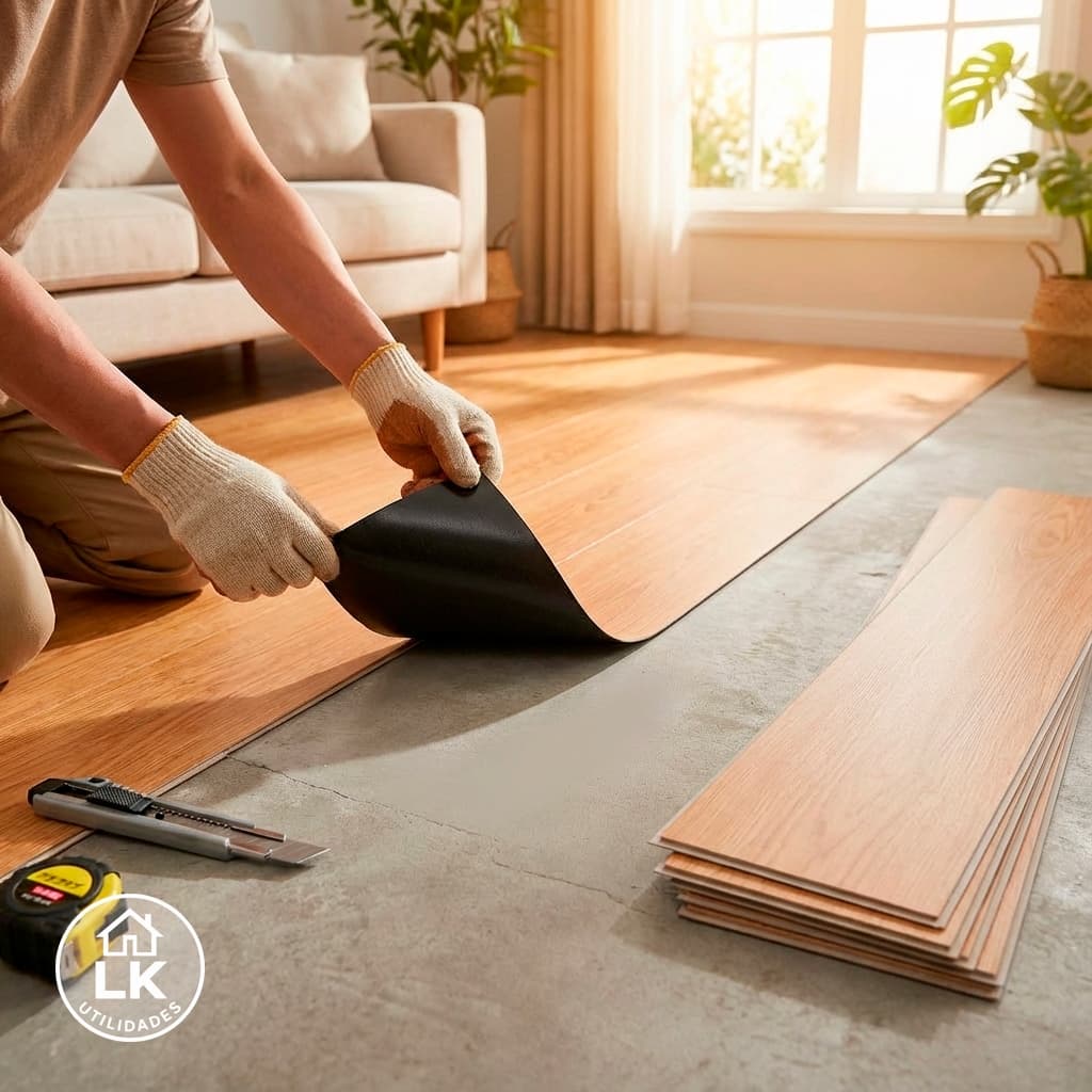 Piso Vinílico Autocolante 91,4x15,2 cm | Kit 72 Peças Cobre 10m² Revestimento de Chão