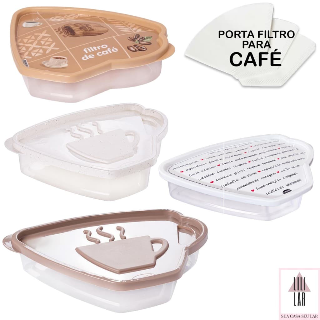 Porta Guarda Filtro para Café 850ml Plasútil Papel 102 103 Pote com Tampa Organizador