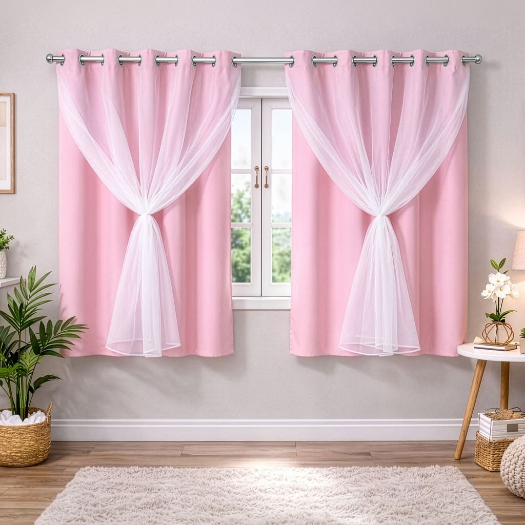 Cortina Corta Luz com Voil Branco 2,00m Largura x 1,40m Altura Blackout Varias Cores Envio Imediato