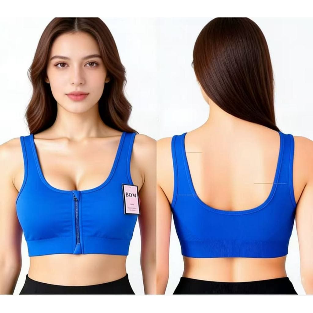 Top esportivo com zíper frontal BOM