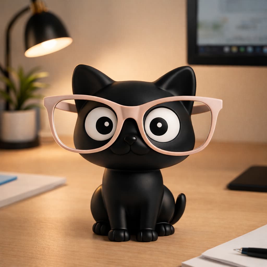 Porta Óculos Gatinho Fofo | Suporte Decorativo e Criativo para Mesa