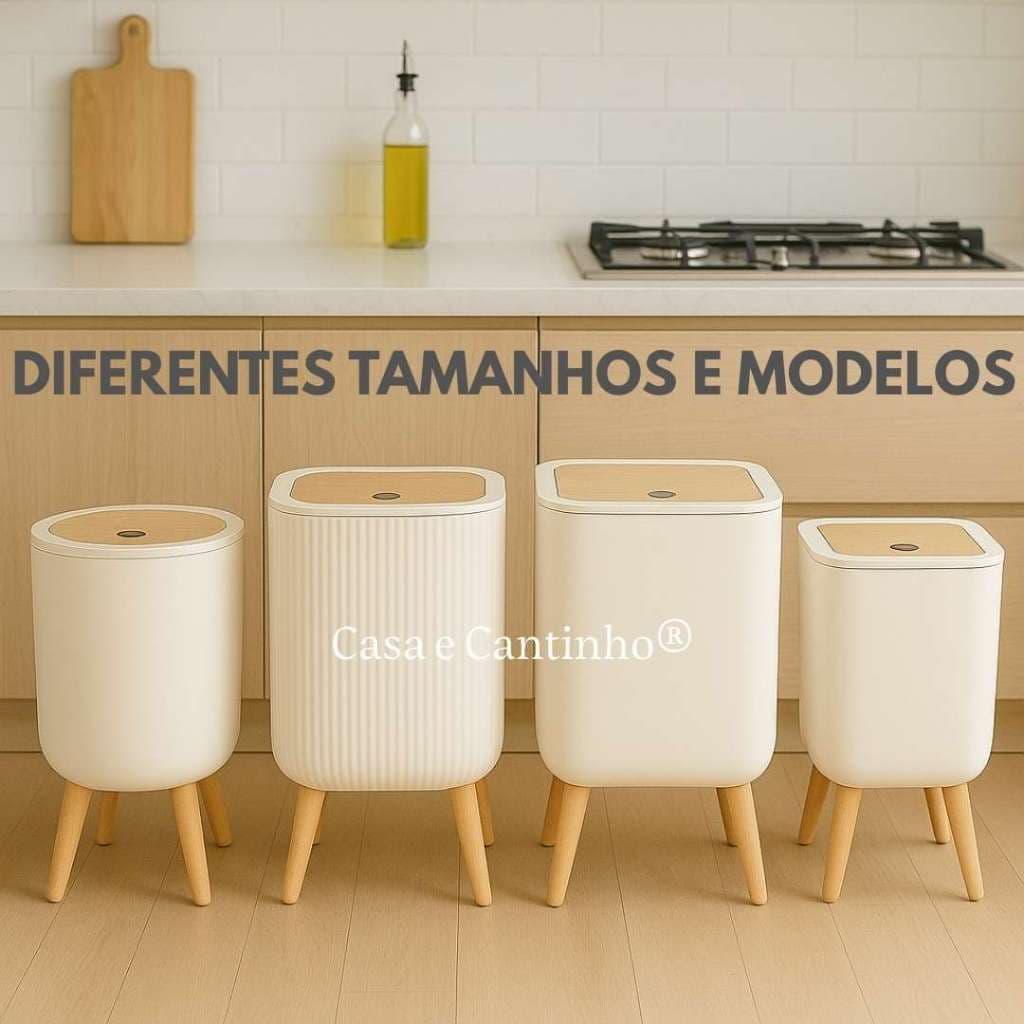 Lixeira de Porta Suspensa 15L | Para Cozinha Compacta com Tampa Click e Alça Dobrável Prática