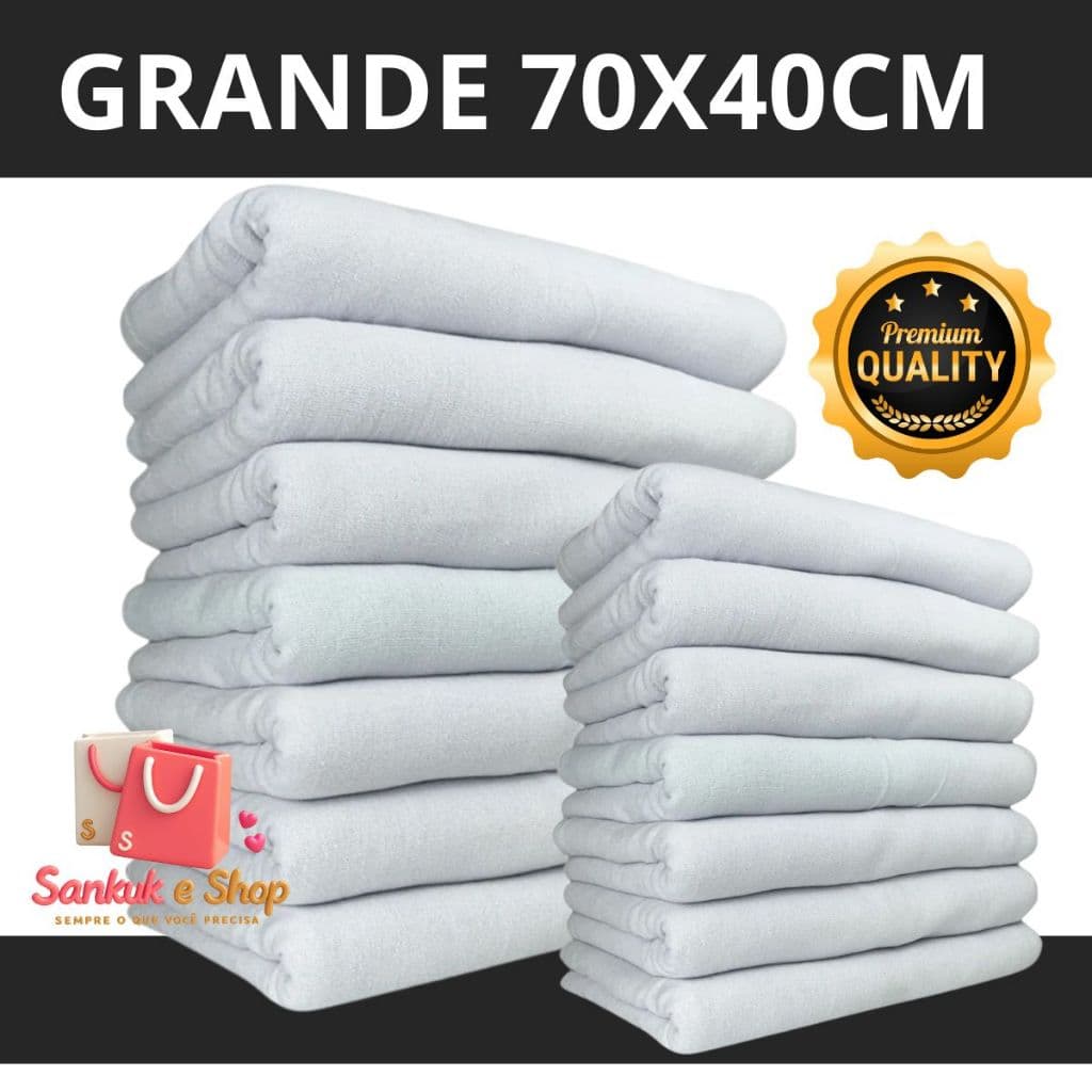 kit Pano De Chão Alvejado Branco grande Tamanho70x40 saco duplo pano de limpeza  100% algodão