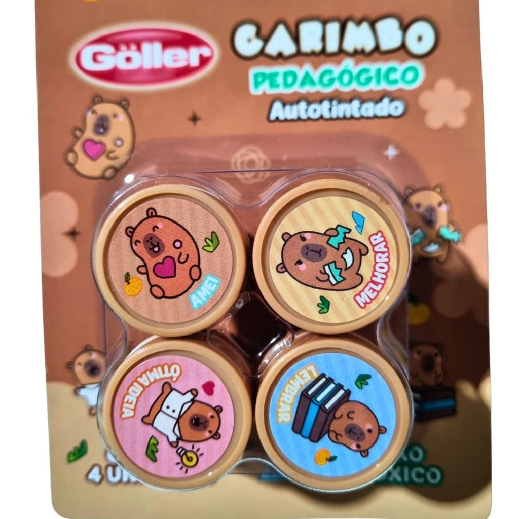 4 Carimbos Capivara Pedagógico - Papelaria Fofa