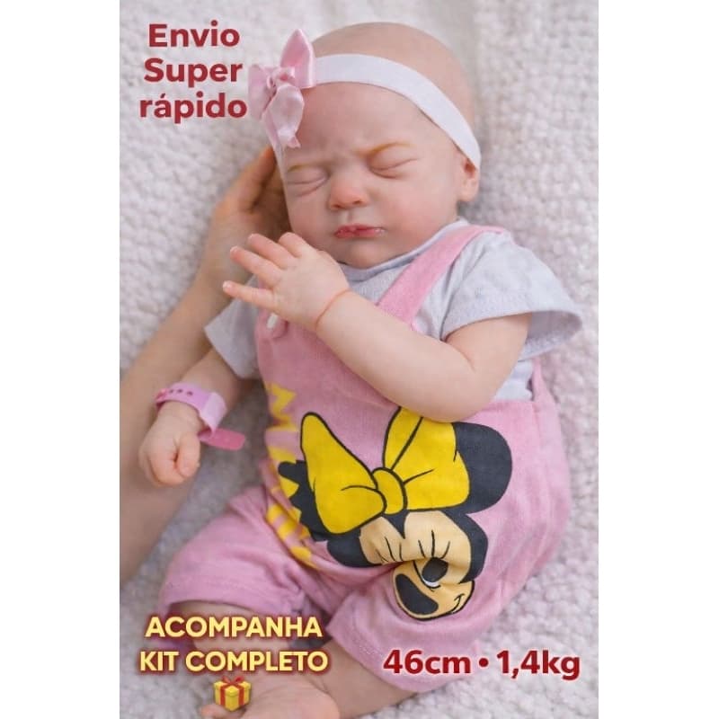 Bebê Reborn Realista 46cm 1,4kg Corpo Tecido Kit Completo Pronta Entrega