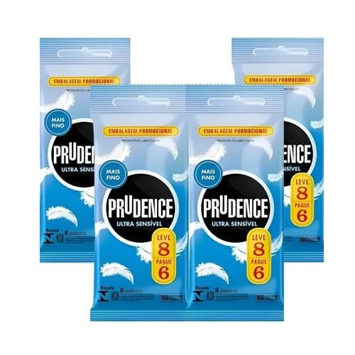 4 pacotes Camisinha Preservativo Prudence Ultra Sensível mais fino Leve 8 pague 6