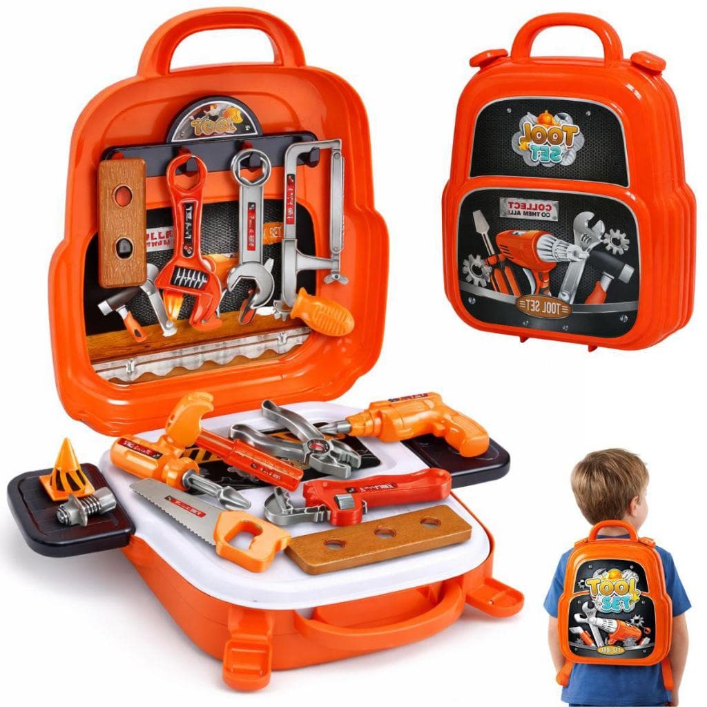 Brinquedo Maleta De Ferramentas Mochila Kit Acessórios 3 em 1 Educativo Mecânico Encanador