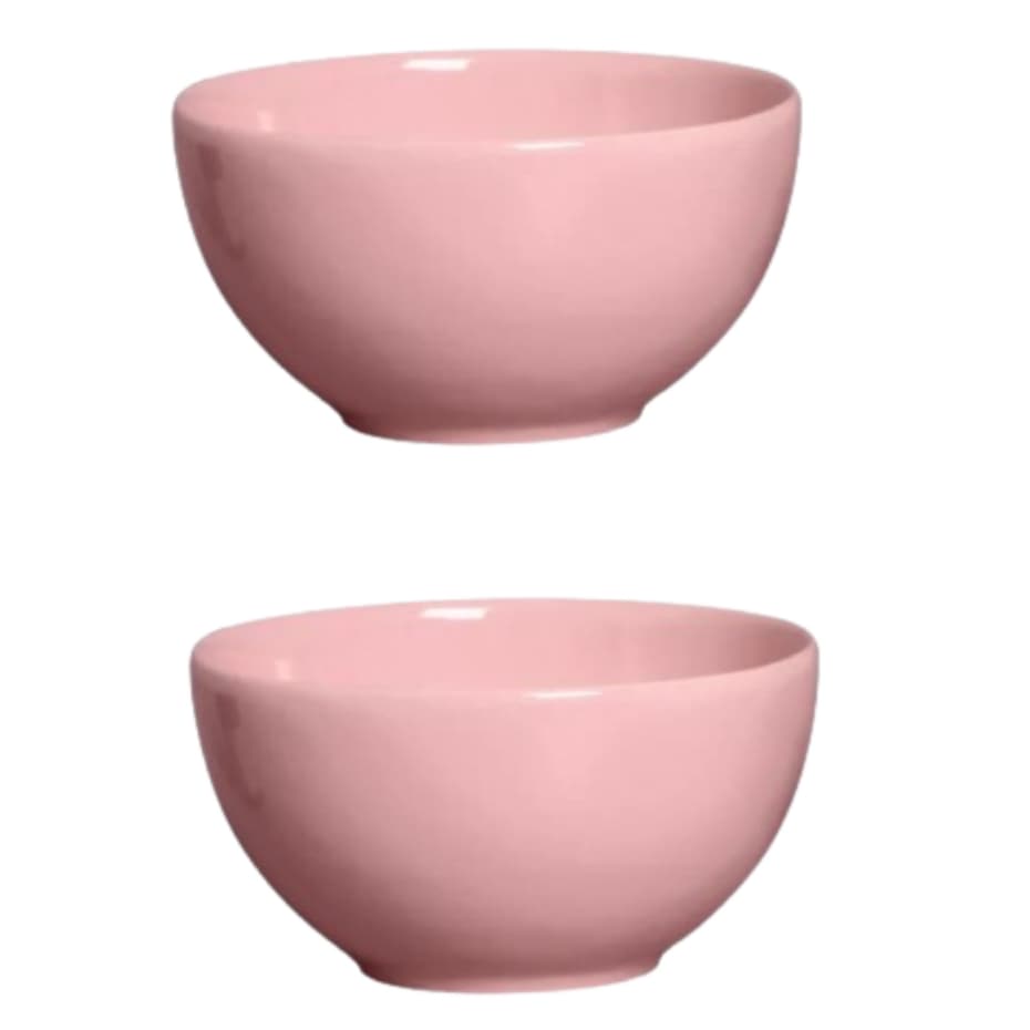 Kit 2 Cumbuca Tigela Porcelana Rosa 440ml Petiscos Sorvete Sopas & Caldos