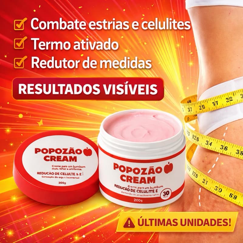 Popozão Cream 200g – Creme Firmador e Anticelulite para Bumbum | Aumenta a Firmeza | Efeito Aquecimento Controlado