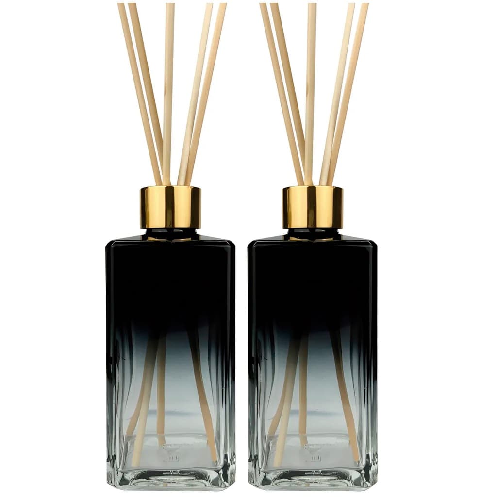2 Frascos Vidro Difusor Luxo Retangular Degrade Preto 250ml