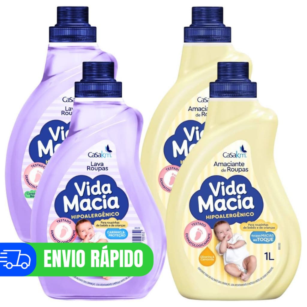 Kit 2 Vida Macia Sabão Líquido 500ml e Amaciante 1 Litro