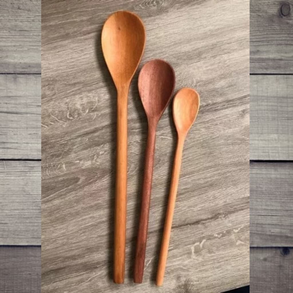 Kit 3 Colheres De Pau Madeira Maciça *Atenção antes de colocar no carinho escolher a opção 1P, 1M, 1G ou kit com 3*