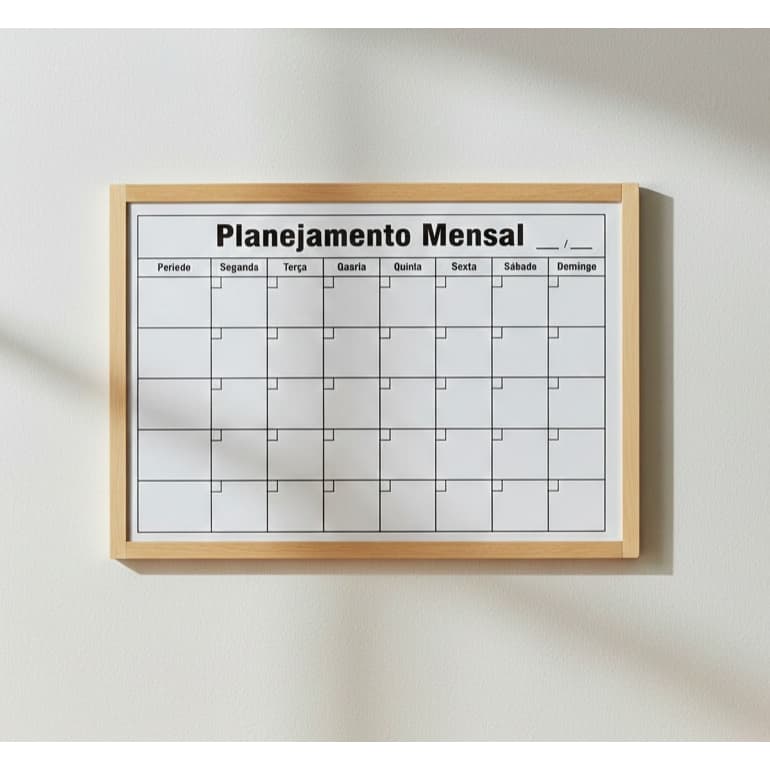 Quadro Planejamento Mensal 90x60cm Moldura Madeira + Caneta