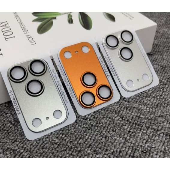 Película de Câmera Lisa P/Iphone17/17Air/17Pro/17 ProMax Vidro Temperado com Aro Metálico Total