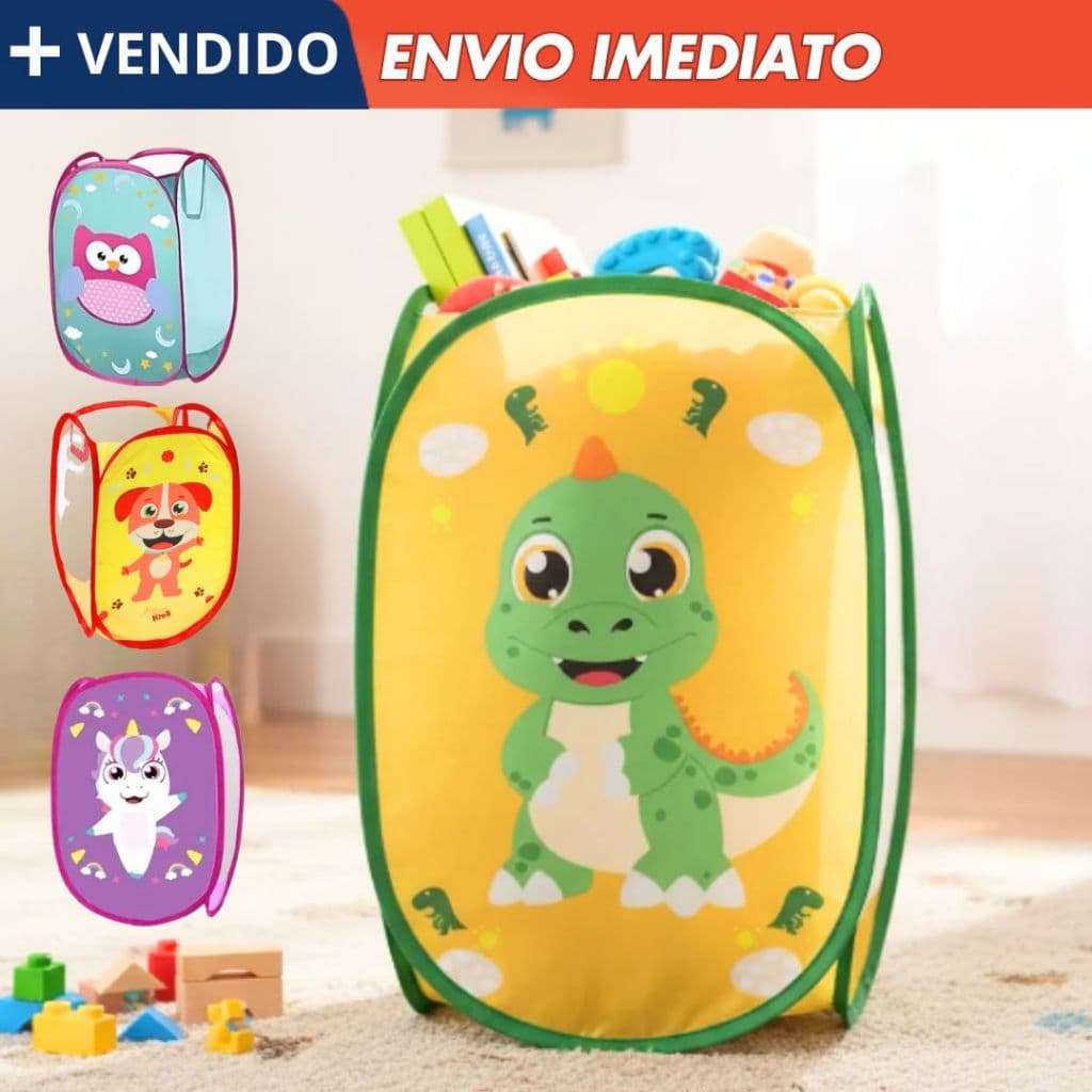 Cesto Organizador Brinquedos Roupas Cesto Multiuso Telado Porta Treco Dobrável Menino Menina