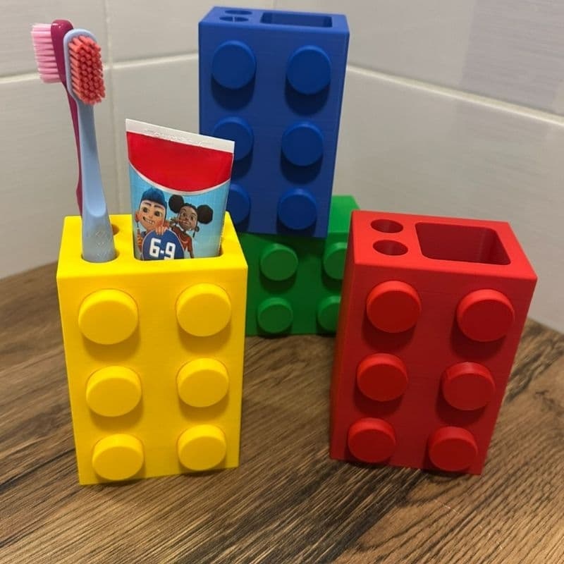 🦷✨ Suporte Infantil Escova e Pasta – Porta Escova Bloco Colorido ✨🦷