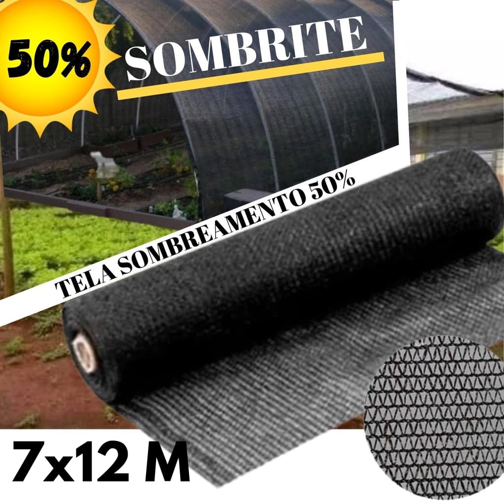 Sombrite 50% 7 x 12 Metros Tela para Horta Orquidário Jardim Estufa Viveiro Proteção UV