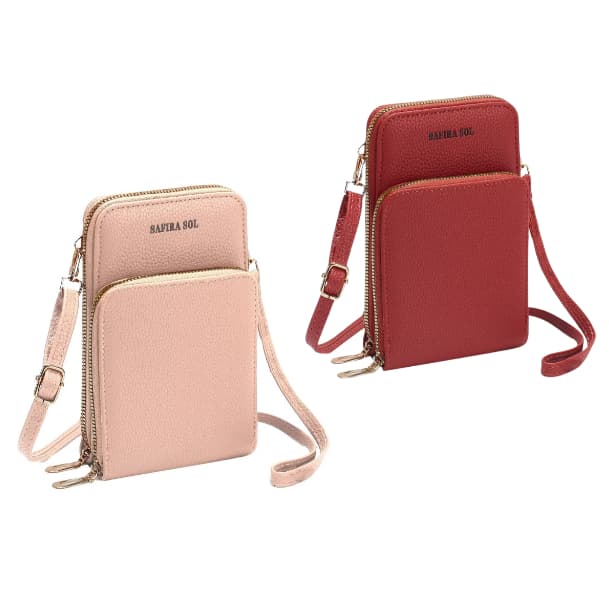 Kit 2 Bolsa Porta Celular Transversal Feminina Mini Bag Alça Regulável 2 Compartimentos Dia a Dia