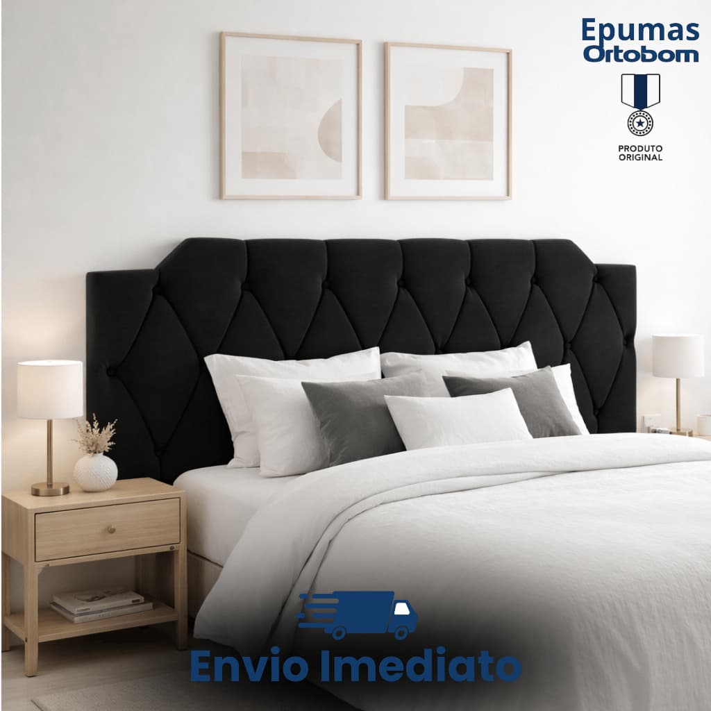 Cabeceira Estofada Kelly Cama de Casal Queen e King - Fixação na Parede - Cores e Tamanhos Diversos