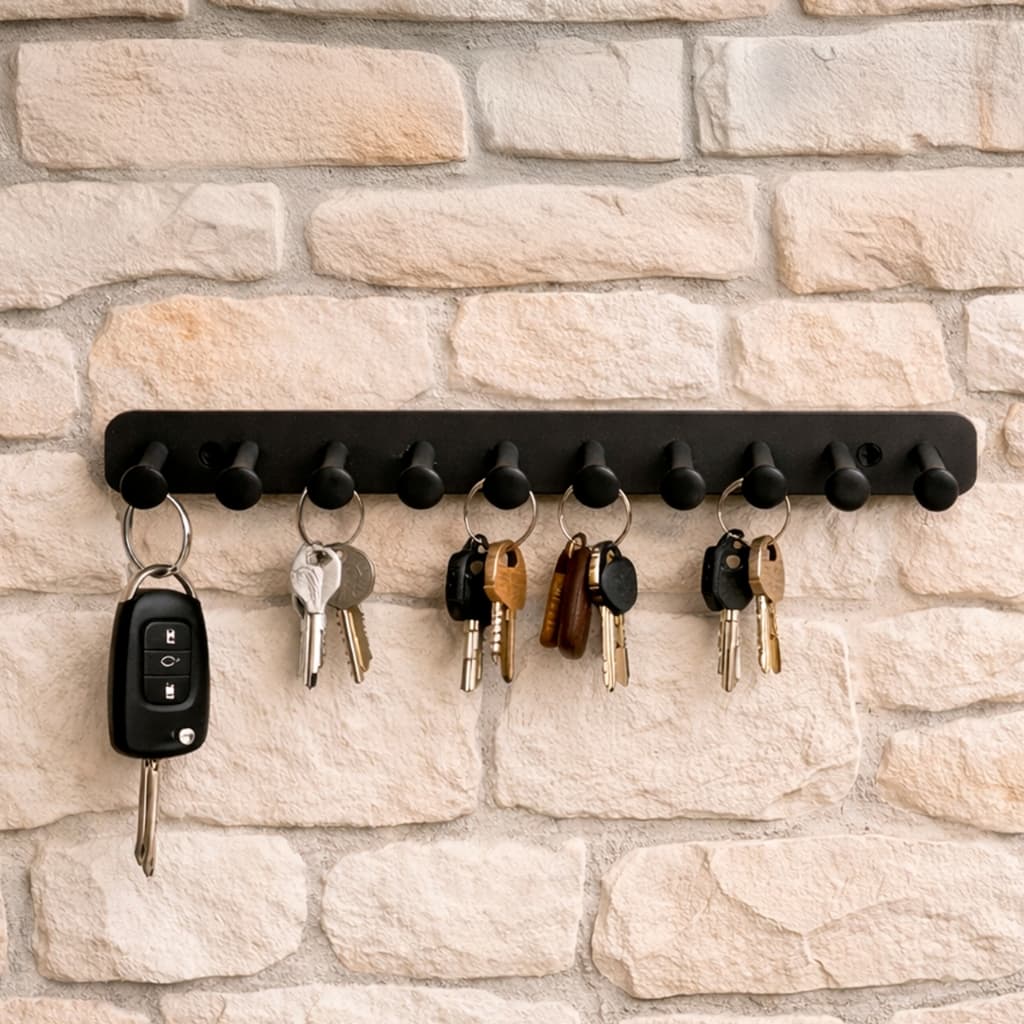Porta Chaves com 10 Ganchos Chaveiro Organizador MinimalistaModerno Elegante Para Sala Escritório Com Furos Para Fixação