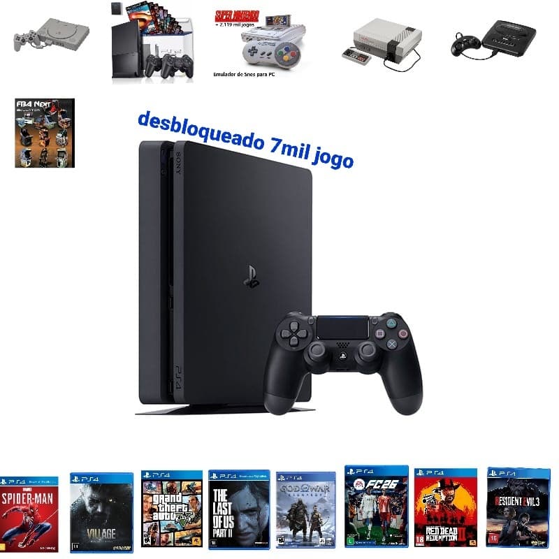 ps4 desbloqueado 7mil jogo 500gb 1 controle
