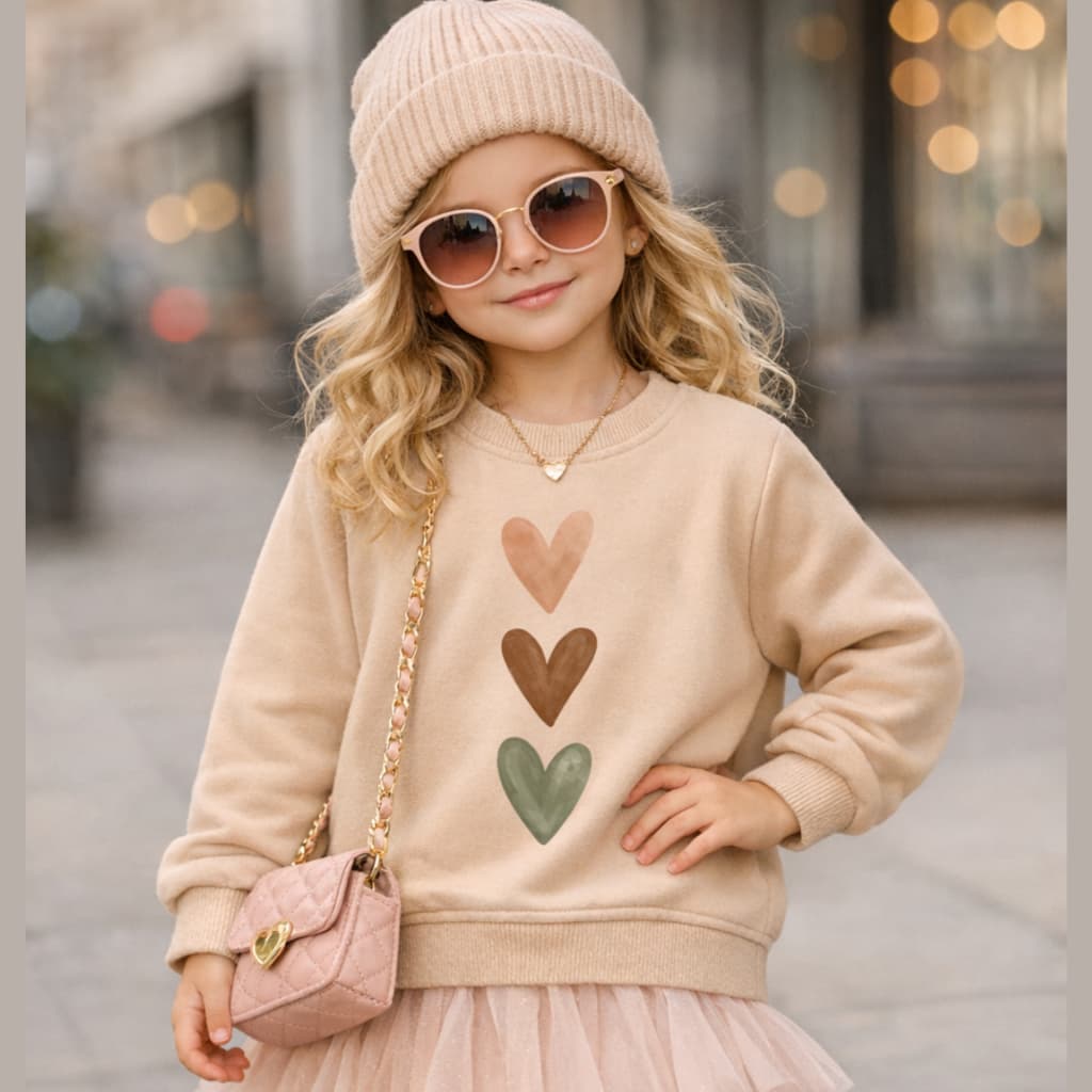 Moletom Casaco Infantil Corações Colorido Delicada Fofo Elegante Preto,Bege,Rosa,Azul,Branco