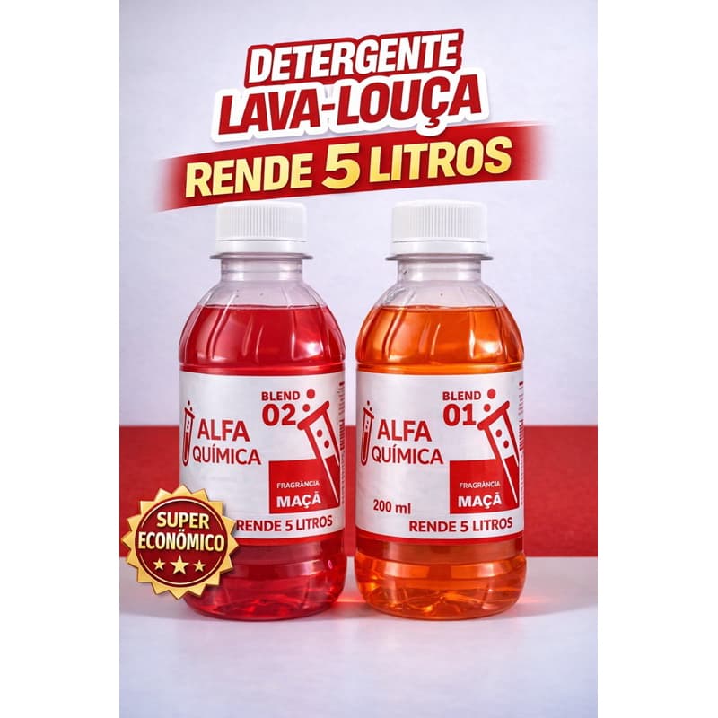 BASE KIT DETERGENTE LAVA LOUÇA MAÇA (BLEND) 2X200ML - RENDE 05 LITROS