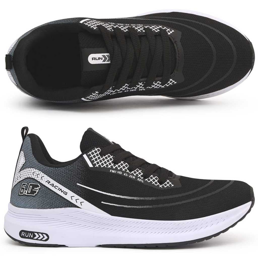 Tênis Masculino Adulto Preto Confortável Corrida Academia Esportivo Leve