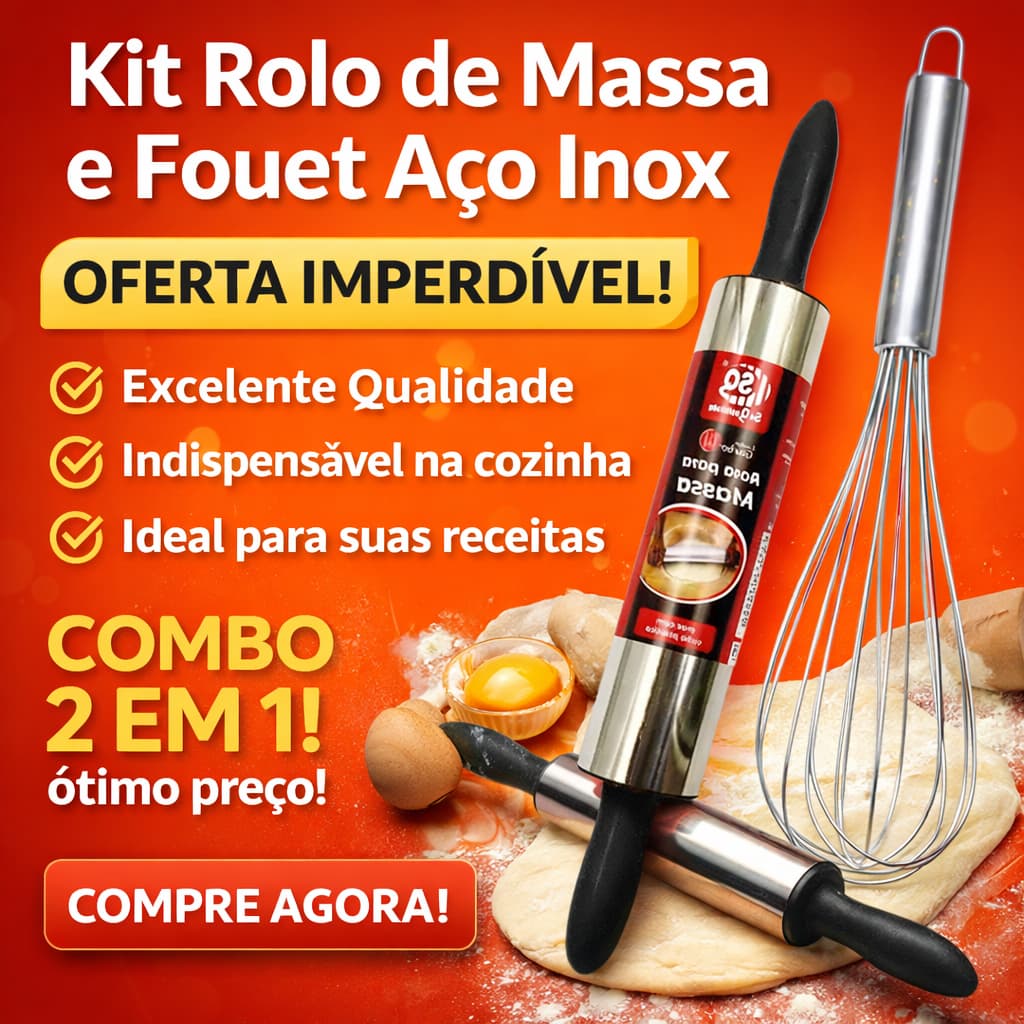 Rolo Para Massa Pizza Pão Macarrão De Inox Leve Resistente MAIS FUET