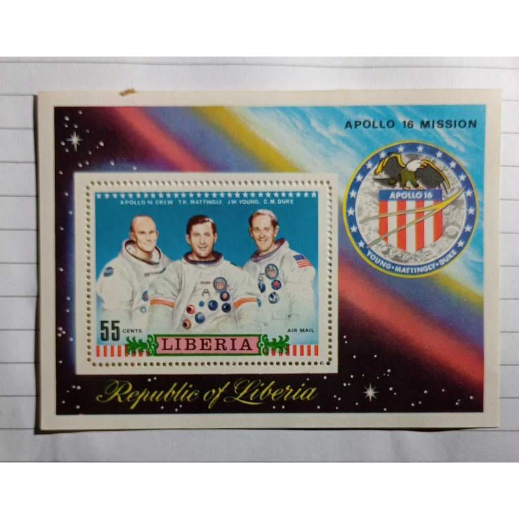 Selo Comemorativo – República da Libéria – Missão Apollo 16 – 55c Air Mail