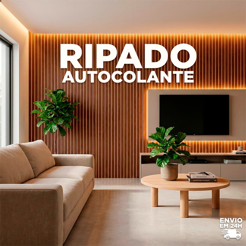 Kits Placas Painel Ripado MDF Autocolante 45x11cm – Decoração Facil Moderna Sem Obra