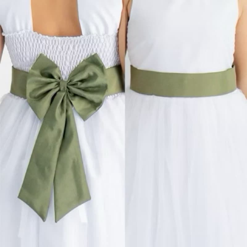Faixa e Laço Dama de Honra Infantil  acessório Festa Verde Esmeralda Musgo Militar Oliva Cha REF4196