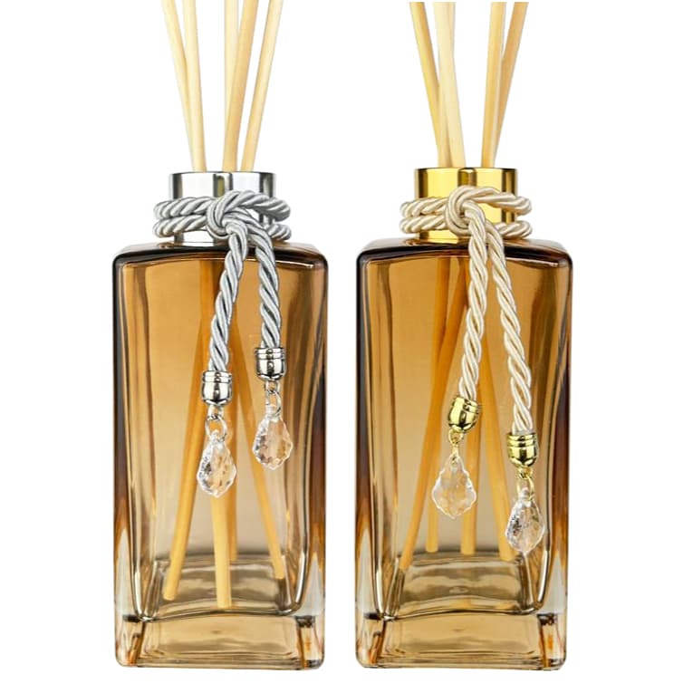 Vidro Square Retangular Âmbar 250ml Difusor de Varetas Luxo com Pingente Decorativo