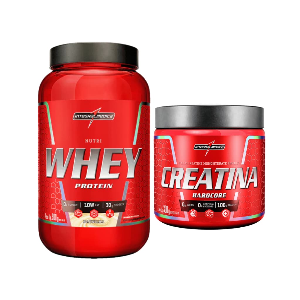 Kit Nutri Whey 900g Pote + Creatina 300g Integral Médica