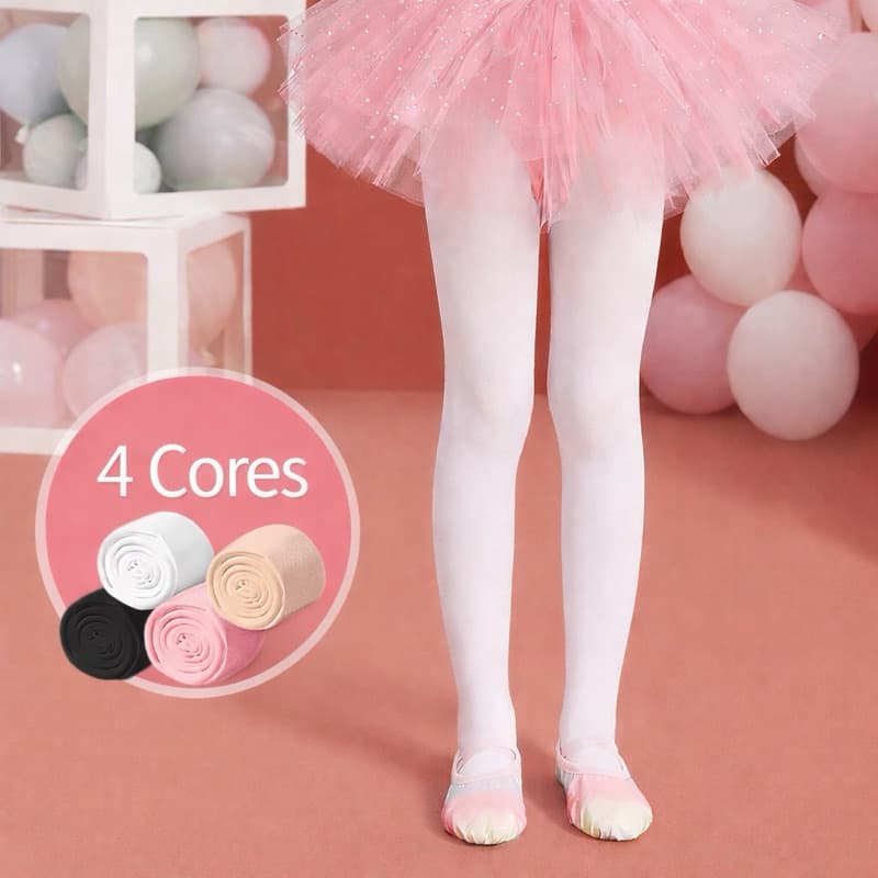 Combo até 3 Meia Calça Ballet Infantil fio 40 Branca Rosa Preta e Bege