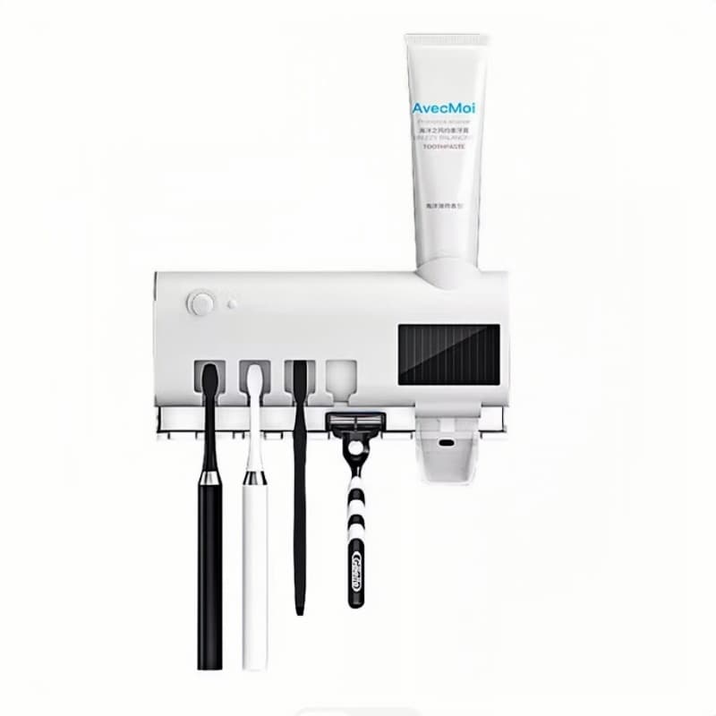 Suporte para Escovas de Dente com UV, Dispenser Automático de Pasta, Montagem na Parede