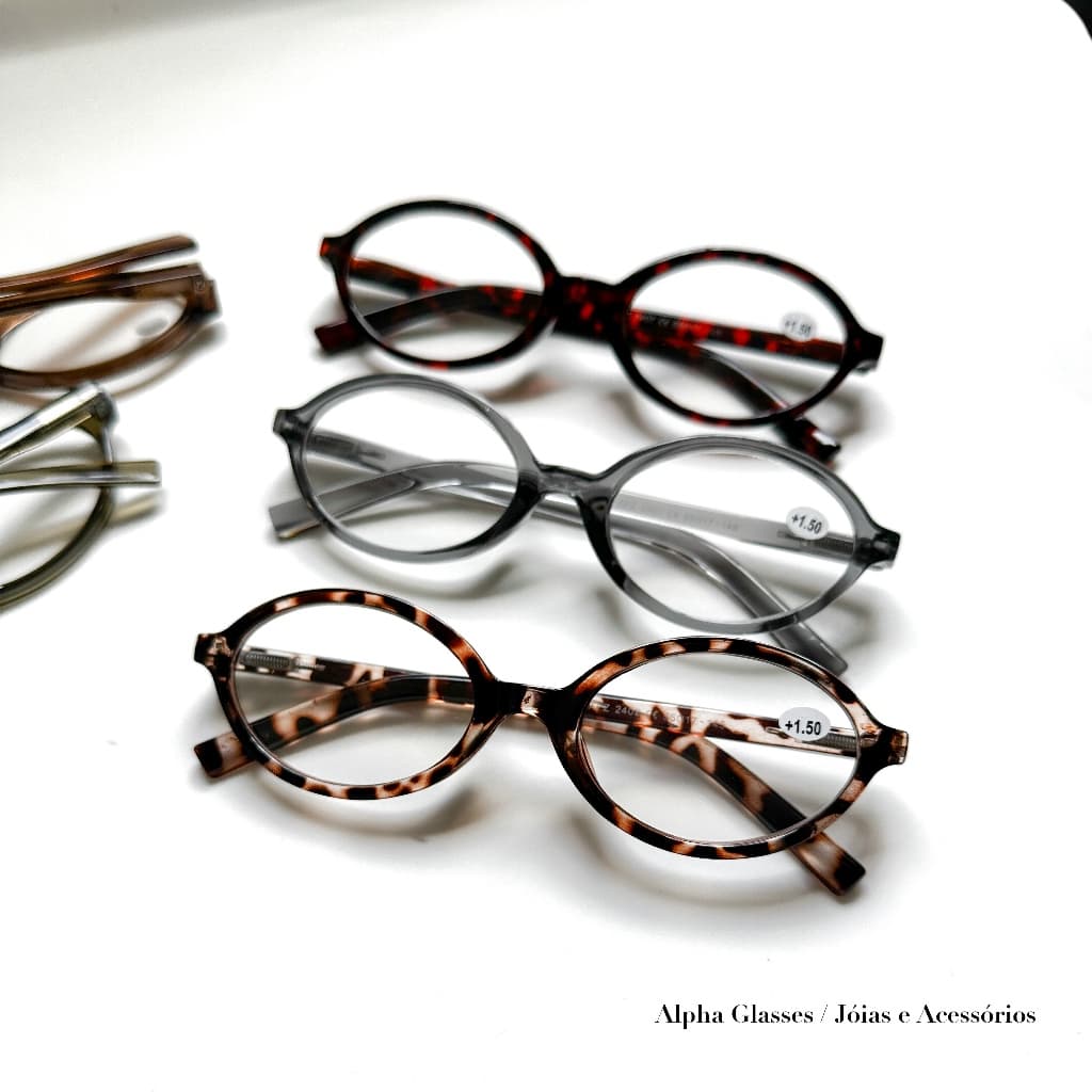 Óculos de Grau Leitura pra Perto Presbiopia unissex Feminino Armação Ovais Moda Retro +1.00 ao 4.00