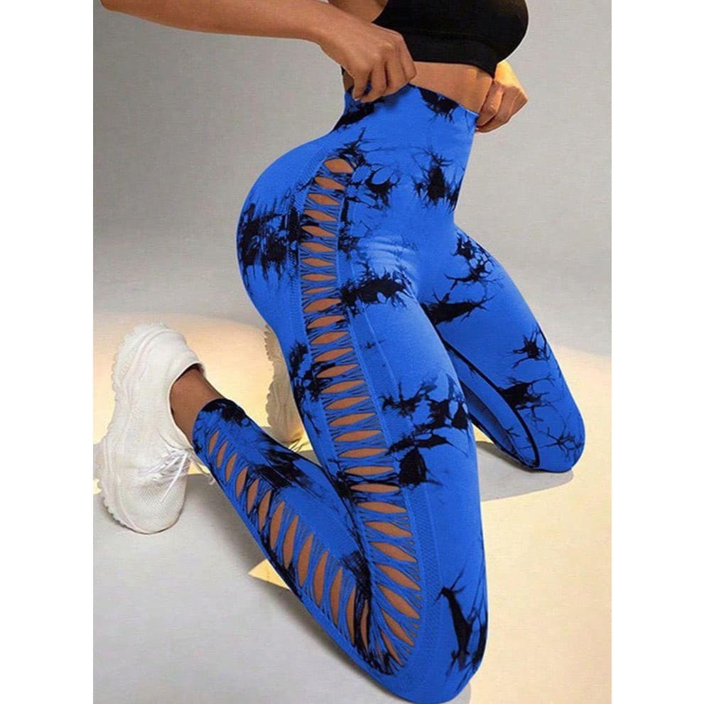 GJM Legging Tie Dye com Recorte Trançado na Lateral  e Efeito Empina Bumbum | Cós Alto Modelador