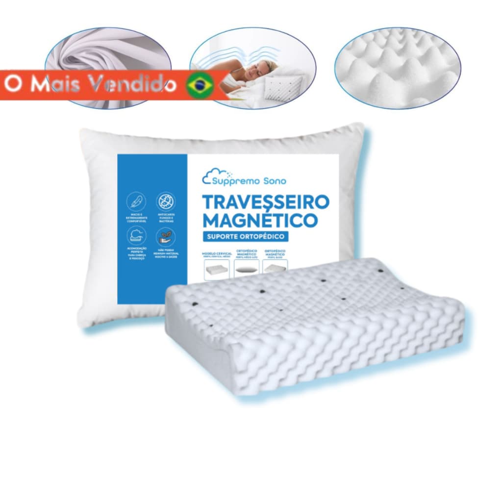 Travesseiro CERVICAL Ortopédico Pillow MAGNÉTICO Infravermelho Terapêutico Anti Ronco