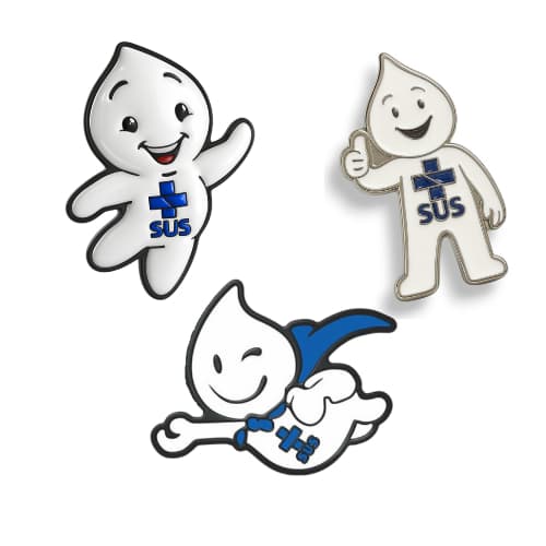 Kit Pin Broche Zé Gotinha Campanha de Vacinação Sus - 3 Unidades
