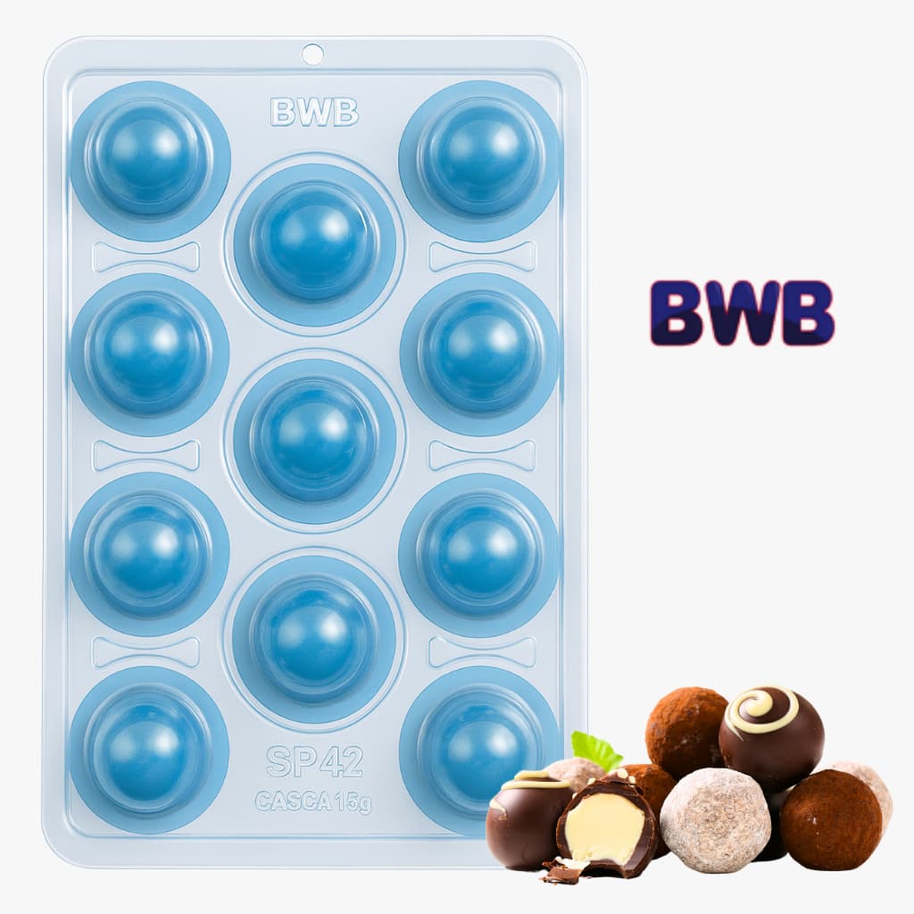 Forma para Trufa e Bombom Gourmet BWB – 3 Partes com Silicone | 20g 30g 45g 60g | Alto Rendimento | Desmolde Fácil